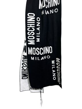 New Moschino Scarf Inlayed "Moschino Milano" logo repeated across the fabric